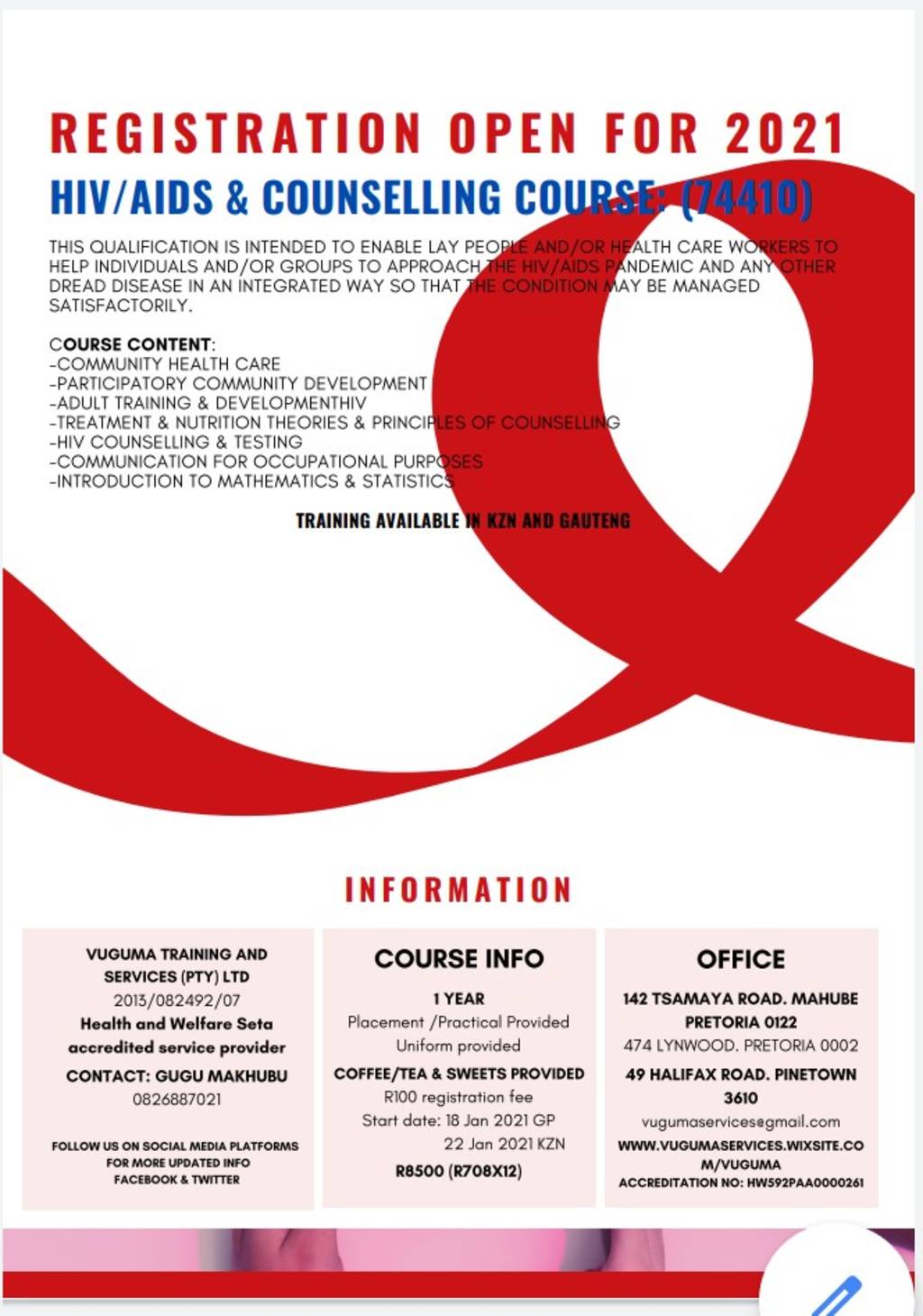 HIV/Aids Training and counselling