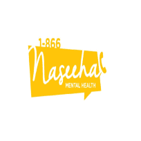 Logo of Naseeha Mental Health featuring a yellow speech bubble and the helpline number 1-866 for mental health support.
