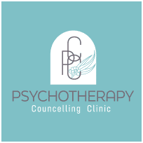 Logo of a psychotherapy counselling clinic featuring stylized letters 'P', 'C', and a graphic element, conveying a professional focus on mental health.