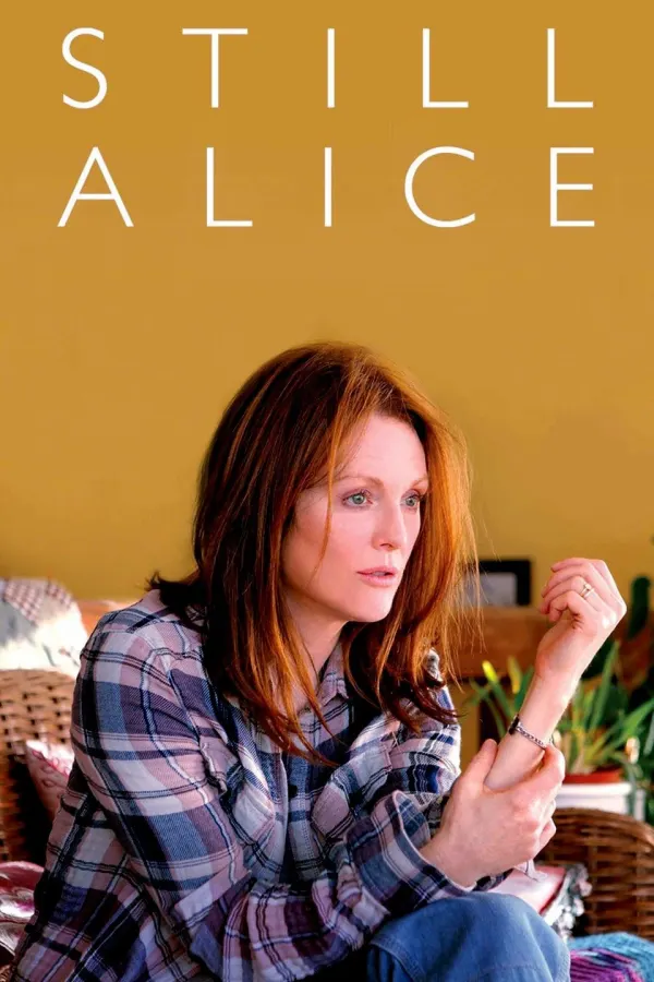 Julianne Moore portraying a woman with Alzheimer's in the film Still Alice, highlighting the emotional impact of the disease.