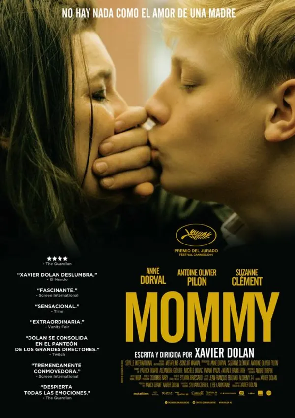 Film poster for Mommy, depicting a mother and son sharing an emotional moment, exploring attachment disorders and childhood trauma.