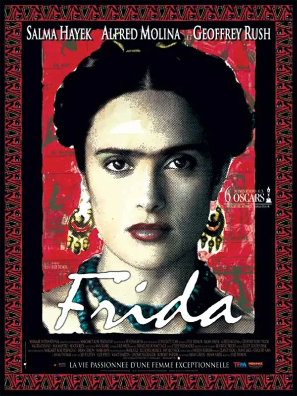 Frida movie poster featuring Salma Hayek, highlighting themes of trauma and resilience in mental health narratives.