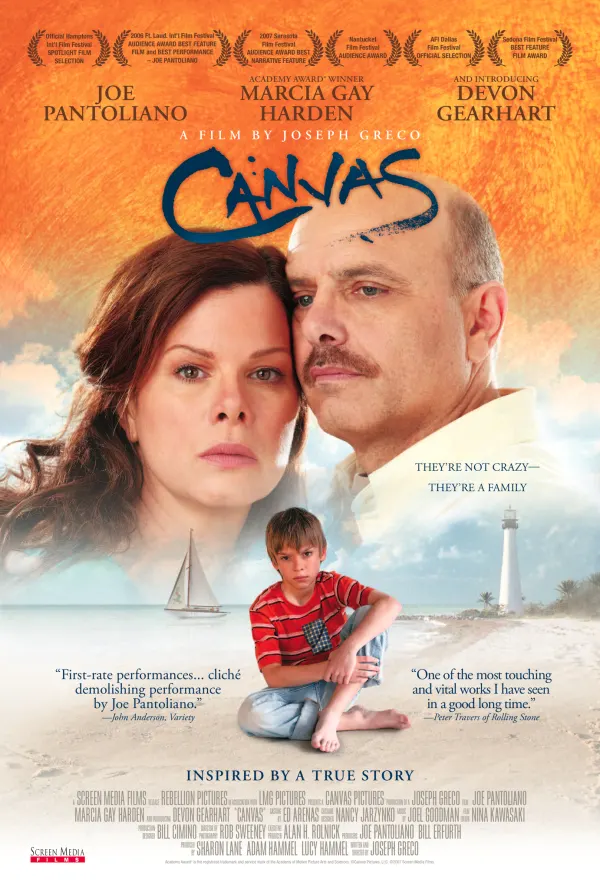 Family drama film Canvas, featuring Marcia Gay Harden and Joe Pantoliano, explores themes of mental illness and family bonds.