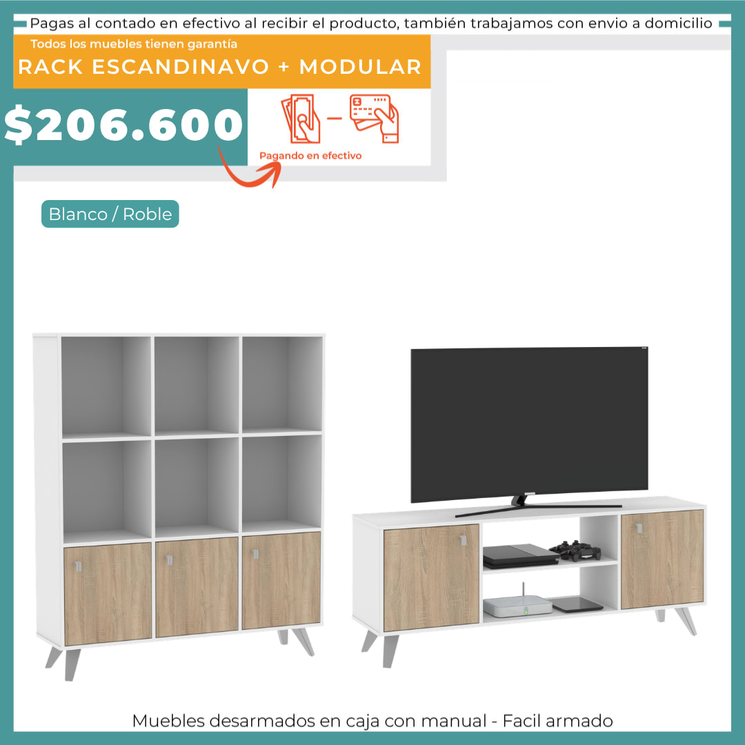 RACK ESCANDINAVO + 3 MODULARES