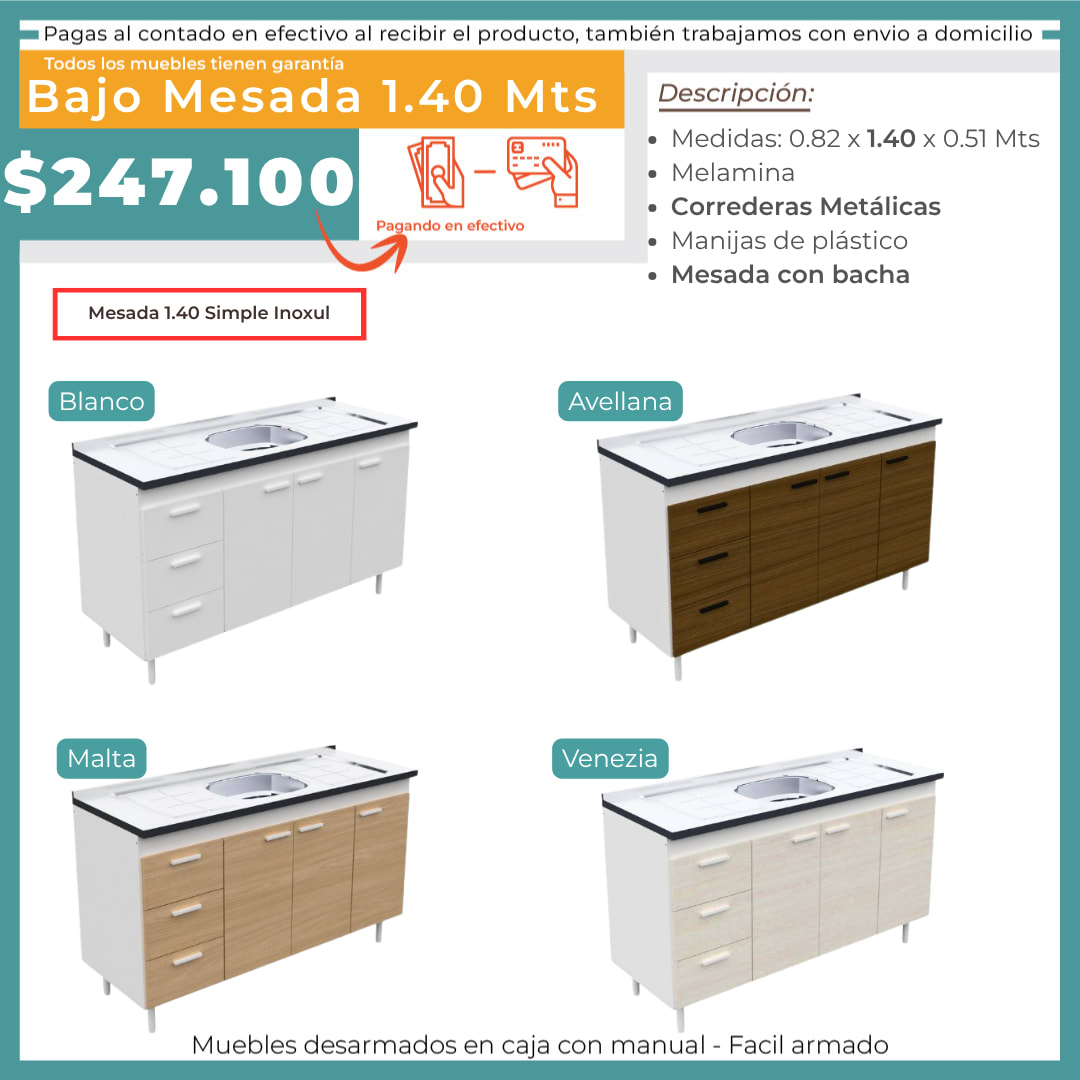 BAJO MESADA 1.4 + MESDA CENTRAL SIMPLE