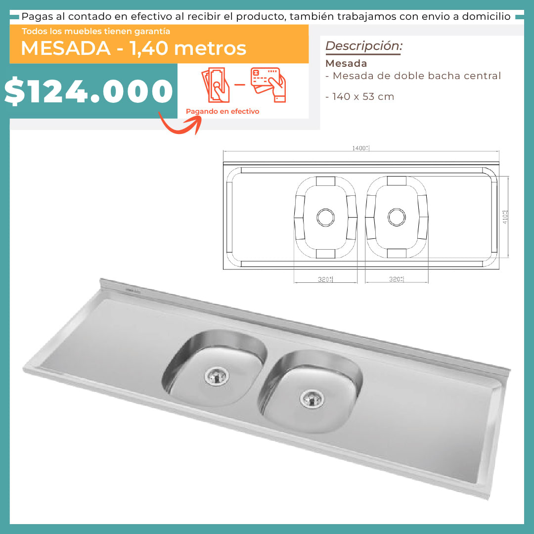 MESADA 140 DOBLE BACHA