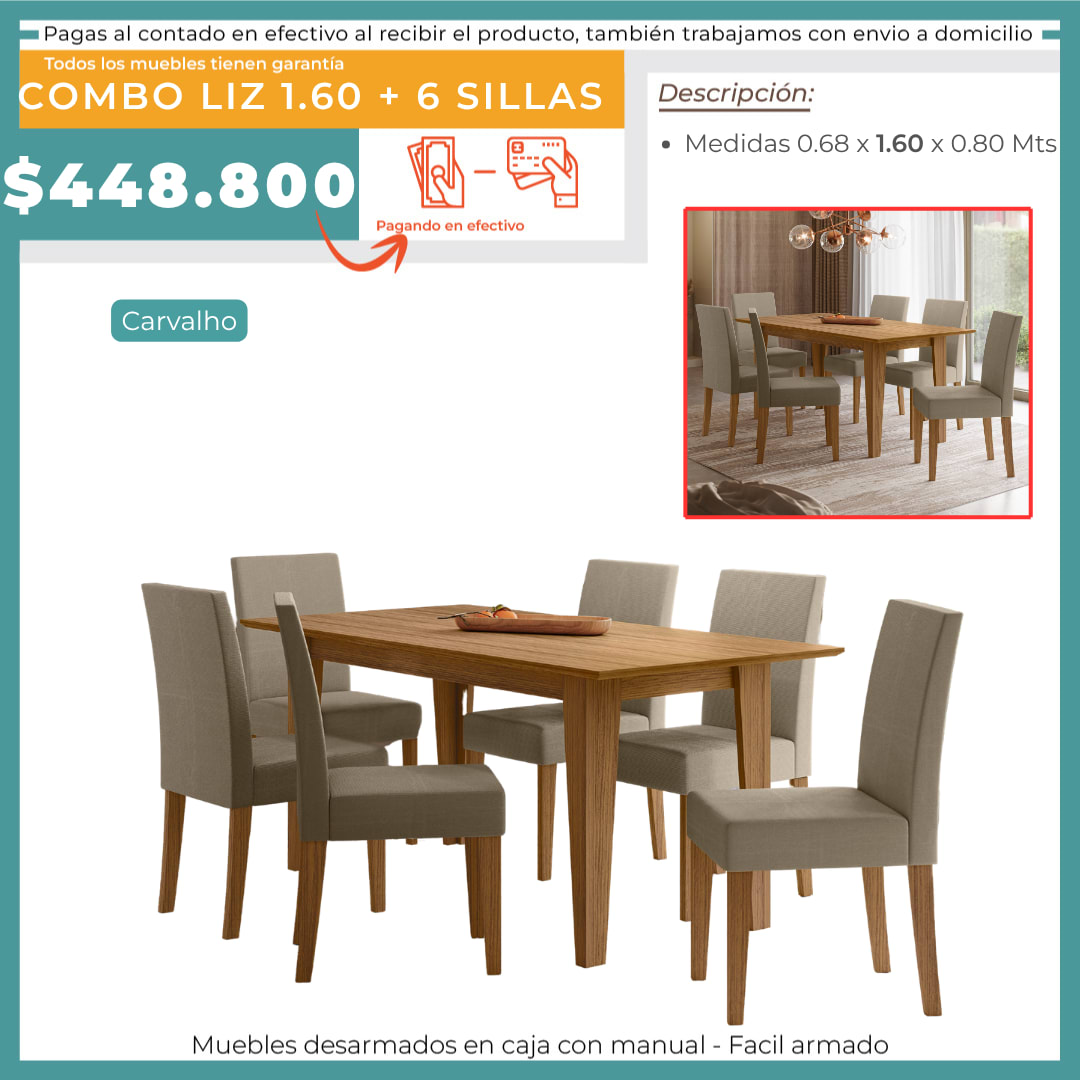 COMBO LIZ 1.6 + 6 SILLAS
