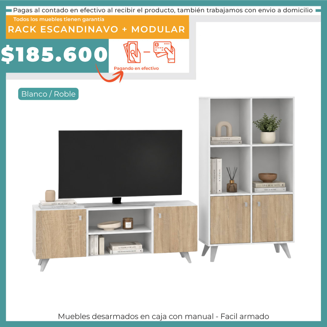 RACK ESCANDINAVO + 2 MODULARES