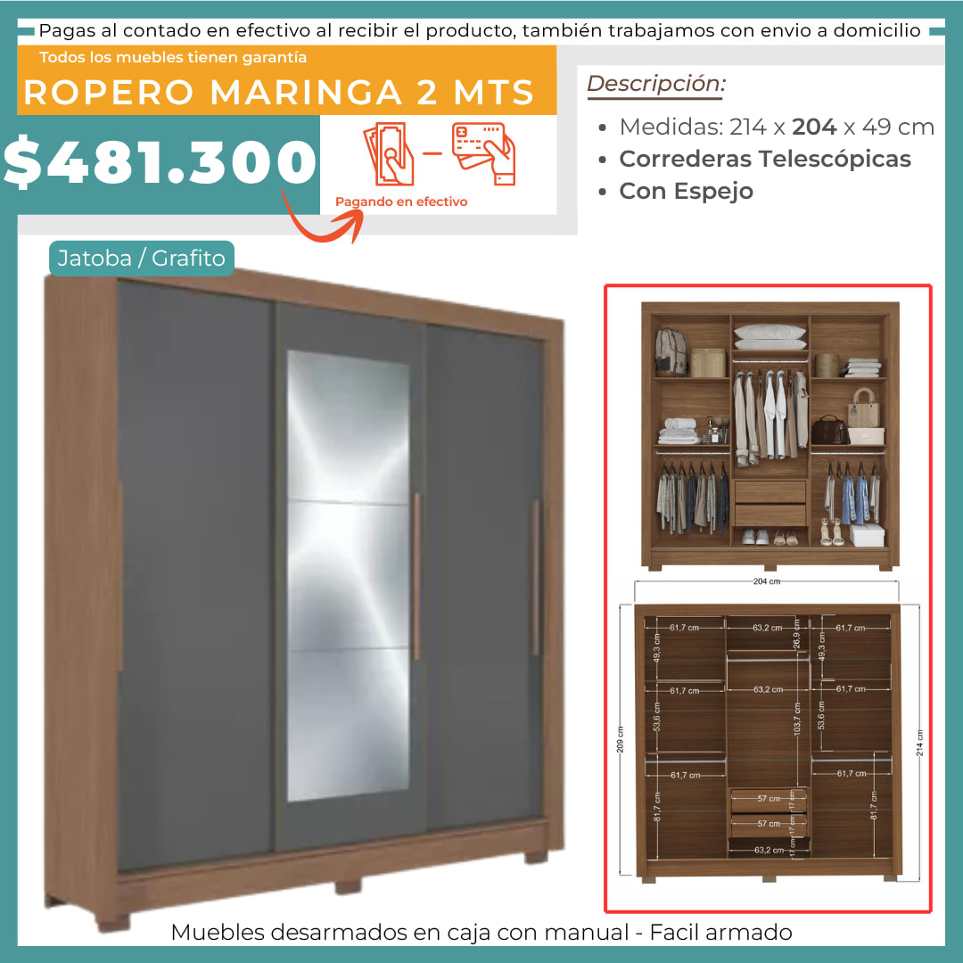 ROPERO MARINGA 2 MTS