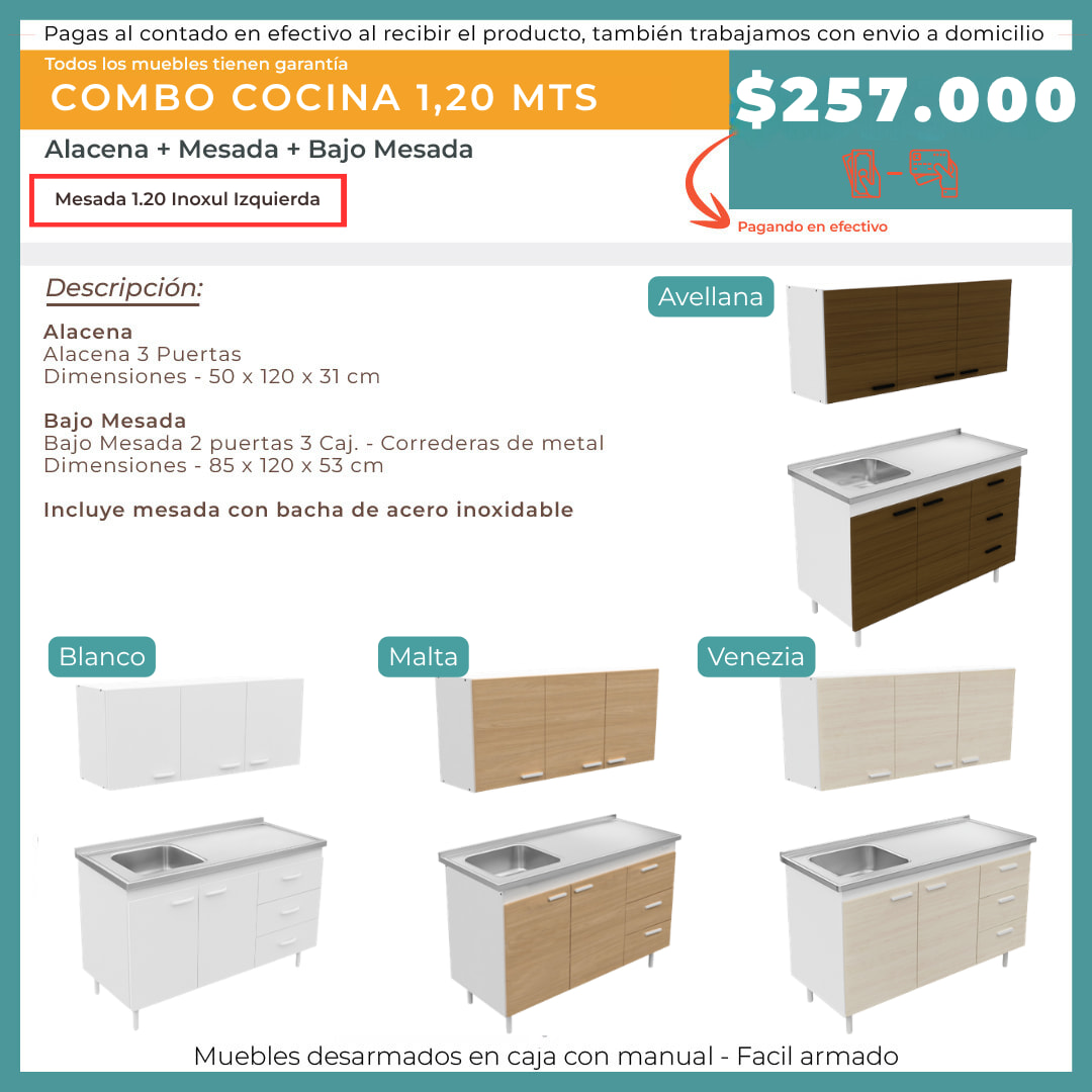 COMBO 1.2 MTS MESADA LATERAL IZQUIERDA