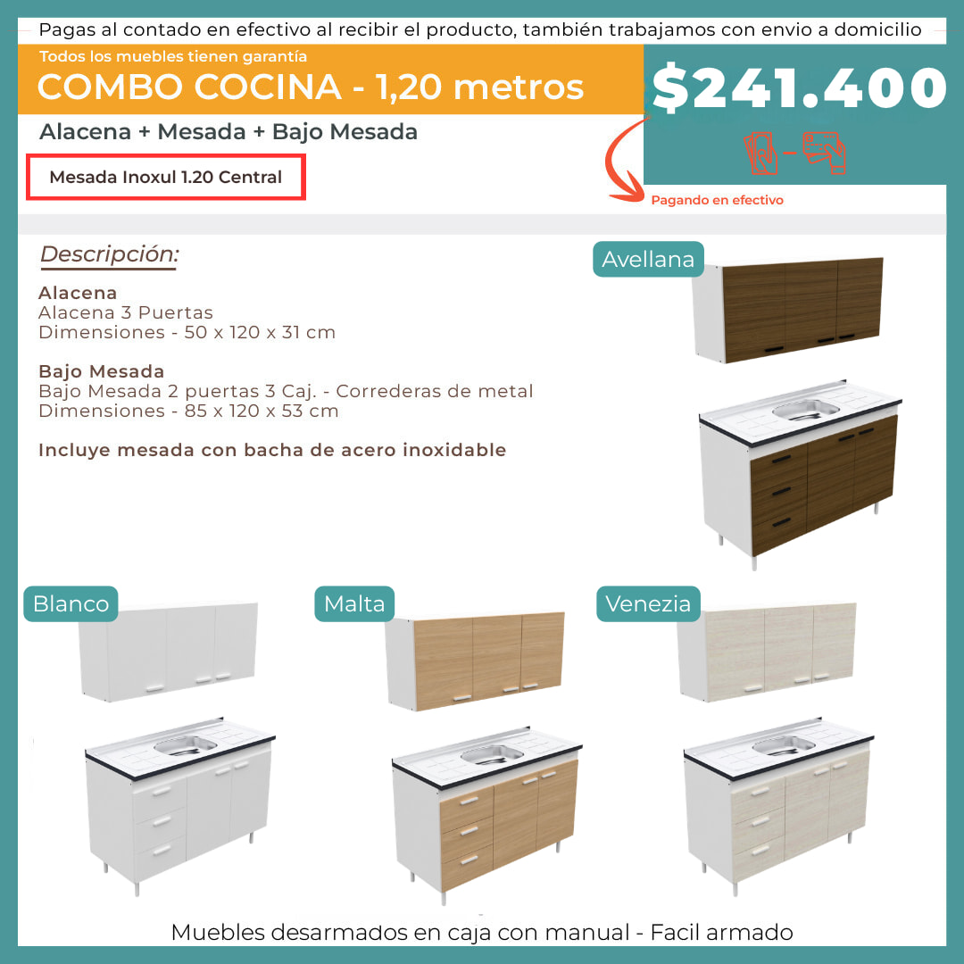 COMBO COCINA 1.2 MTS CENTRAL