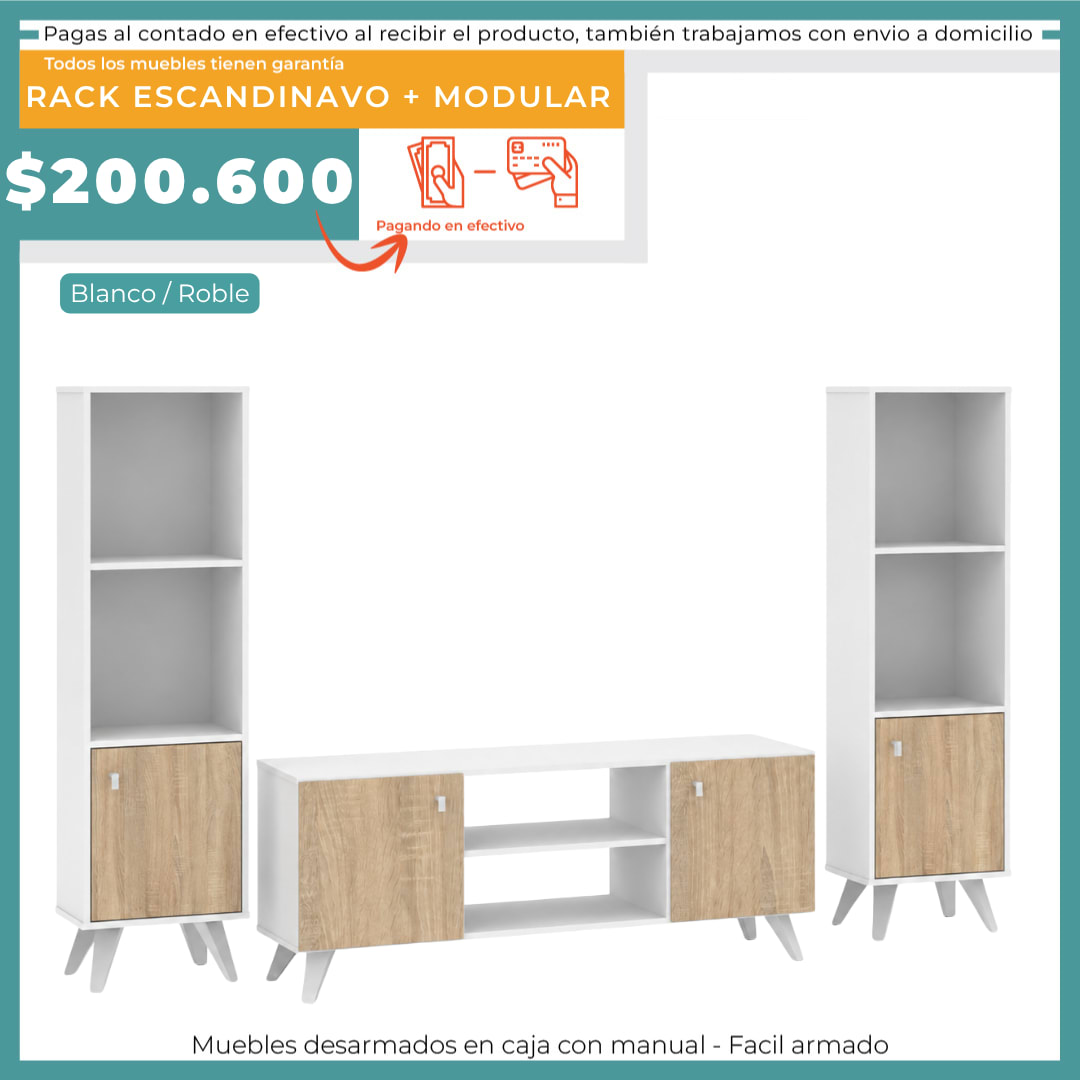 RACK ESCANDINAVO + 2 MODULARES SIMPLES