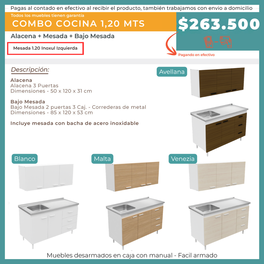 COMBO 1.2 MTS MESADA LATERAL IZQUIERDA