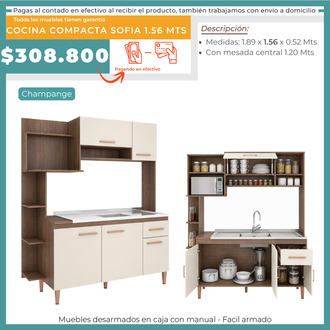 COCINA COMPACTA SOFIA 1.56 MTS