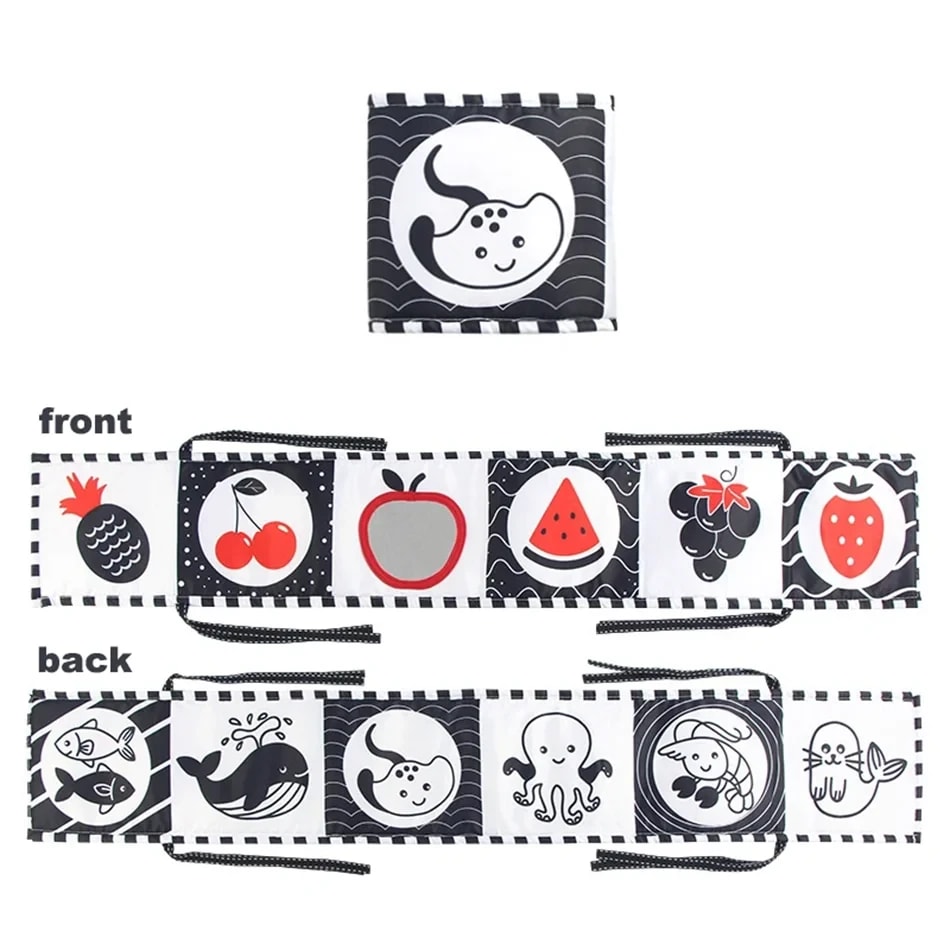 Livro de Pano de Alto Contraste para Bebês TinySteps – Estímulo Visual e Tátil para Recém-Nascidos 16