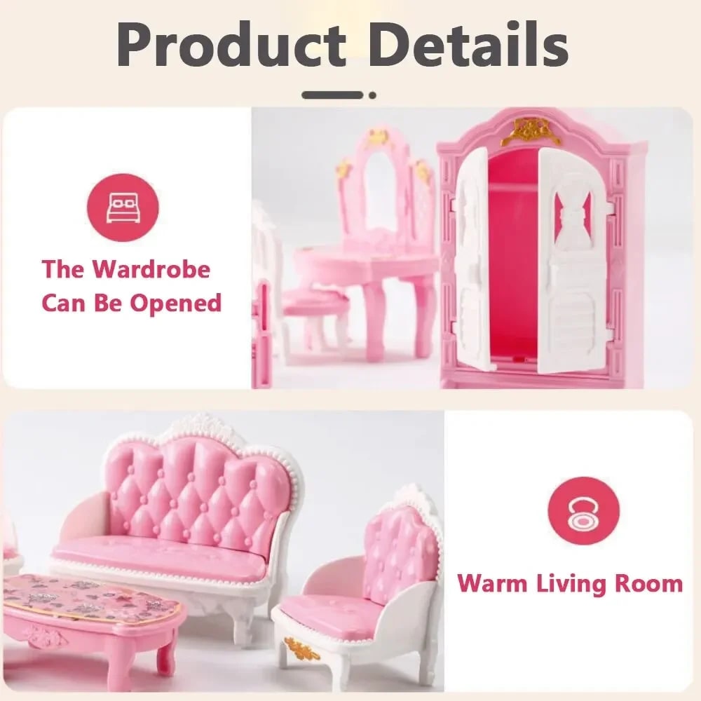 Kit Miniaturas Casinha de Bonecas Kawaii Rosa 10 Peças TinySteps - Estimule a Imaginação Infantil 2
