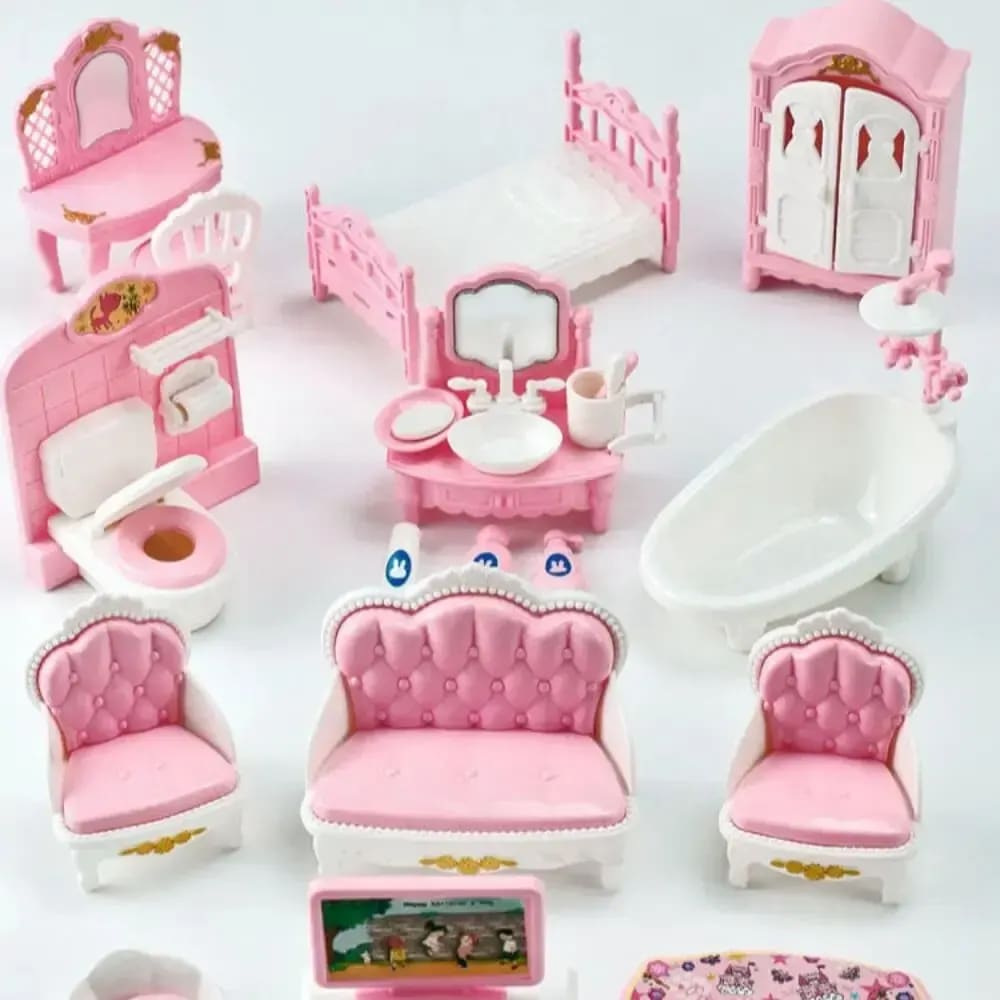 Kit Miniaturas Casinha de Bonecas Kawaii Rosa 10 Peças TinySteps - Estimule a Imaginação Infantil