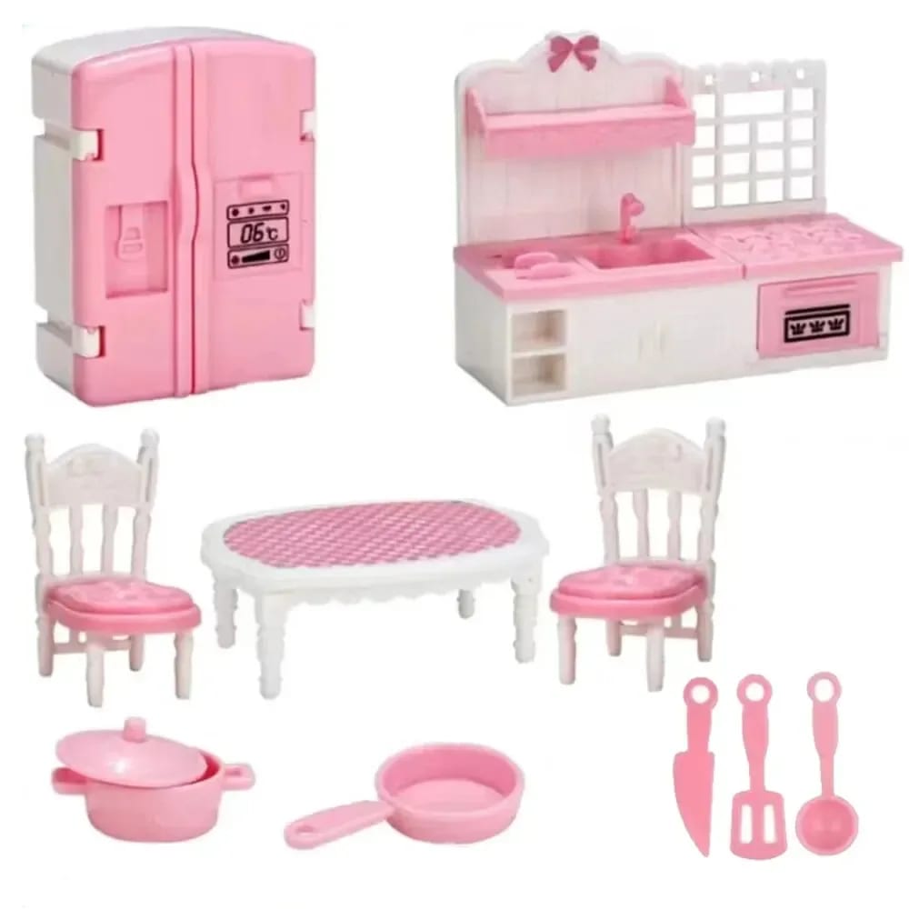 Kit Miniaturas Casinha de Bonecas Kawaii Rosa 10 Peças TinySteps - Estimule a Imaginação Infantil 3