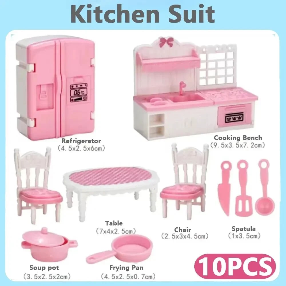 Kit Miniaturas Casinha de Bonecas Kawaii Rosa 10 Peças TinySteps - Estimule a Imaginação Infantil 7