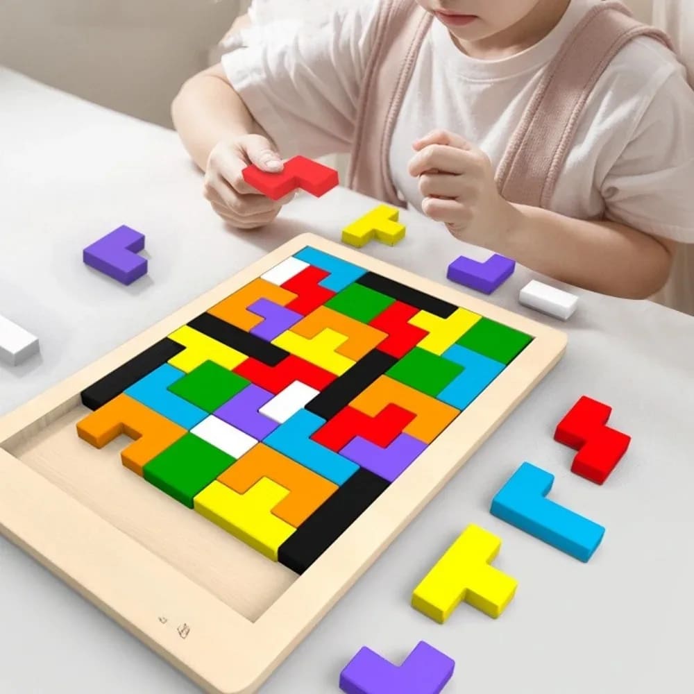 Quebra-Cabeça Tangram Montessori em Madeira Colorida – Estimule a Mente Jovem na TinySteps! — imagem 1
