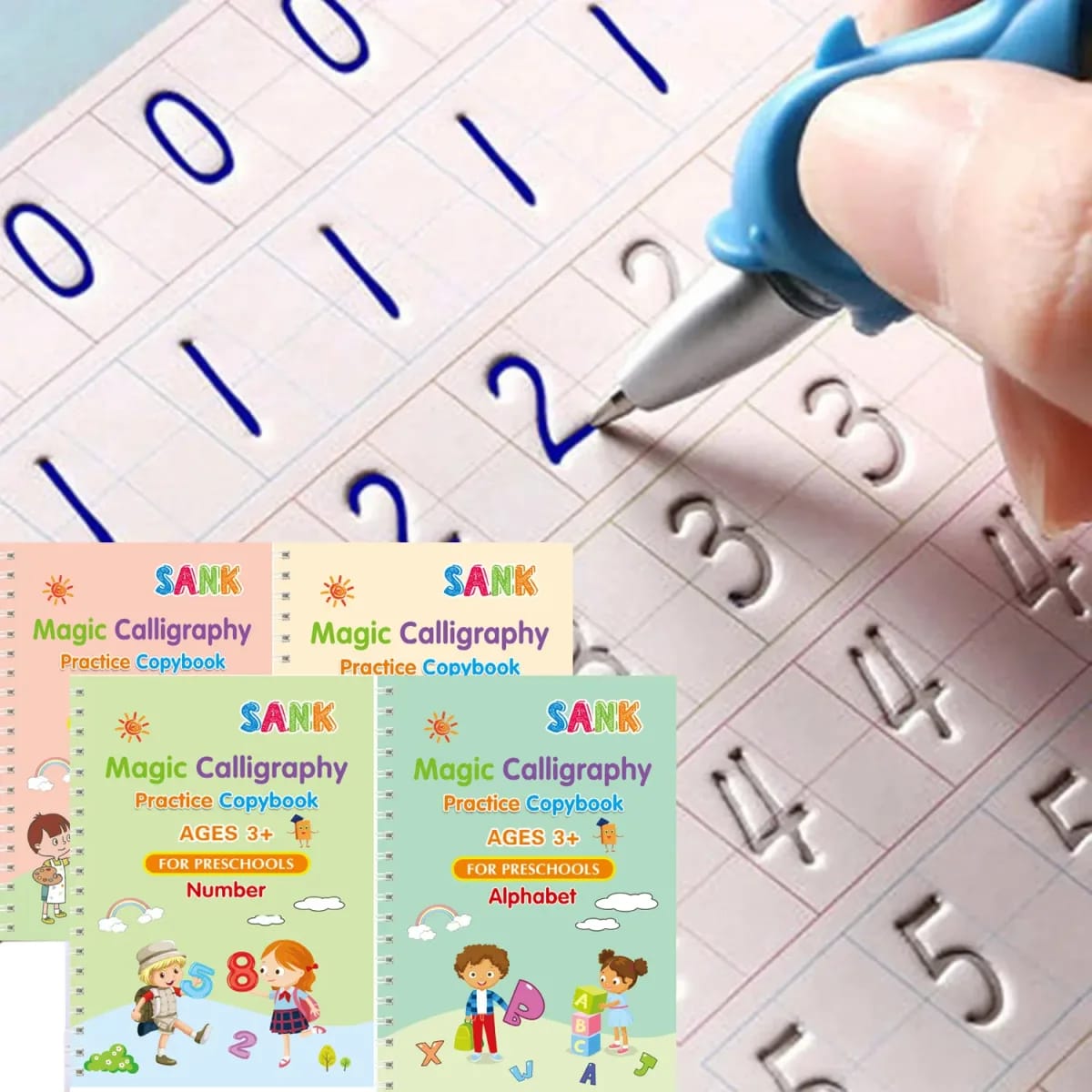 Livro de Caligrafia Mágica Reutilizável TinySteps: Escrita Divertida em Inglês para Crianças Pré-escolares 1