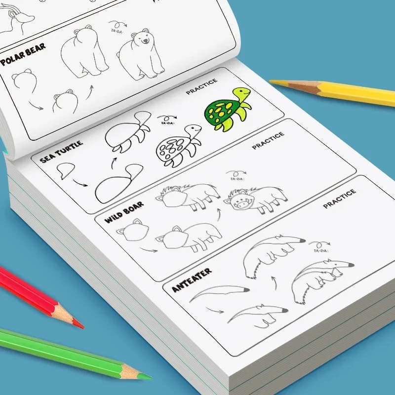 Livro de Desenho Infantil Passo a Passo TinySteps: Aprenda a Criar e Colorir com Facilidade! 2