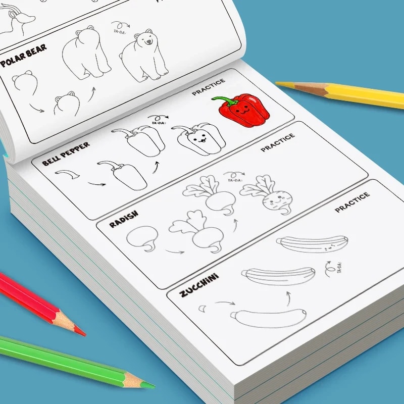 Livro de Desenho Infantil Passo a Passo TinySteps: Aprenda a Criar e Colorir com Facilidade! 4