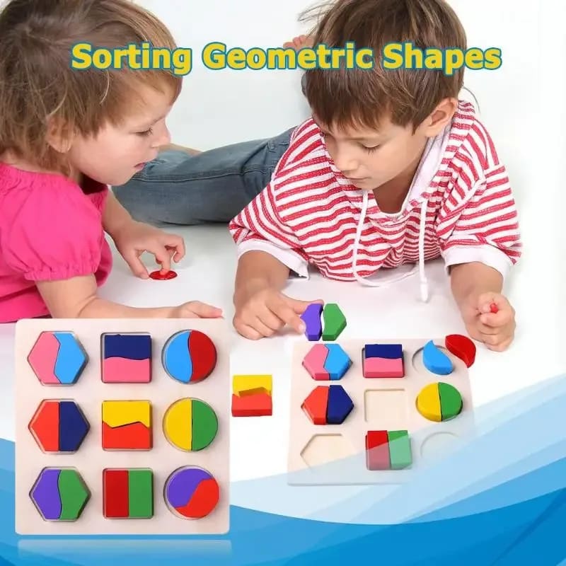 Quebra-Cabeça Montessori de Madeira com Formas Geométricas para Aprender e Brincar 3