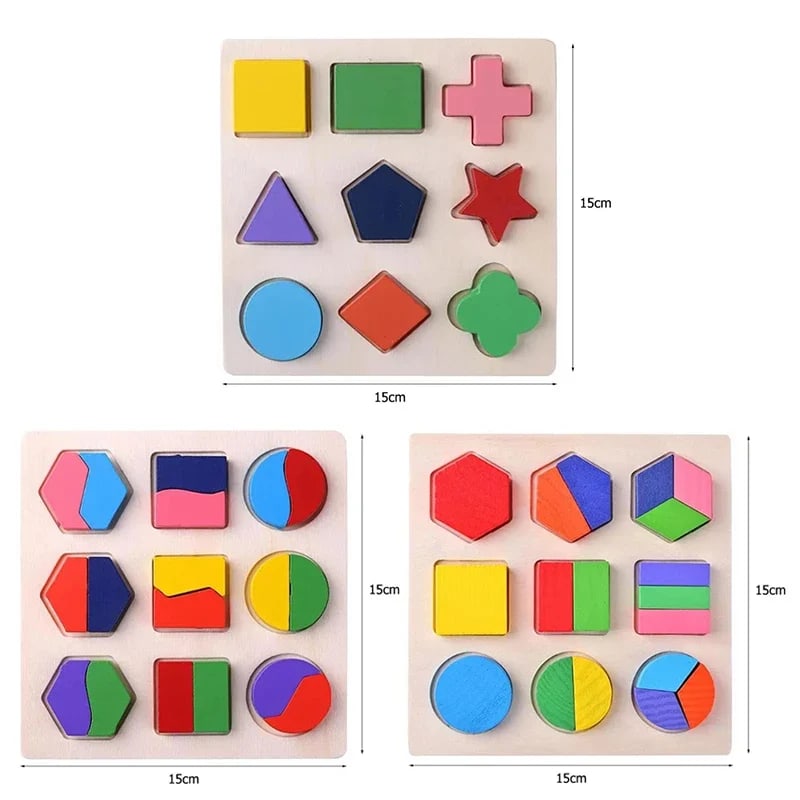 Quebra-Cabeça Montessori de Madeira com Formas Geométricas para Aprender e Brincar 6