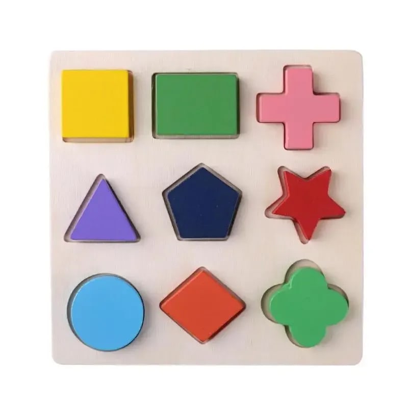 Quebra-Cabeça Montessori de Madeira com Formas Geométricas para Aprender e Brincar 9