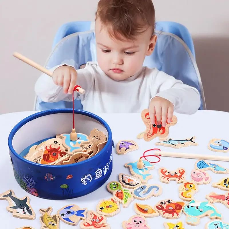 Brinquedo de Pesca Magnética TinySteps: Montessori em Madeira para Aprendizado e Diversão Infantil 2