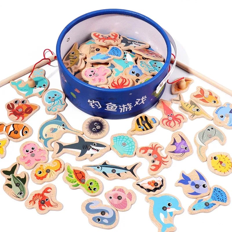 Brinquedo de Pesca Magnética TinySteps: Montessori em Madeira para Aprendizado e Diversão Infantil 6