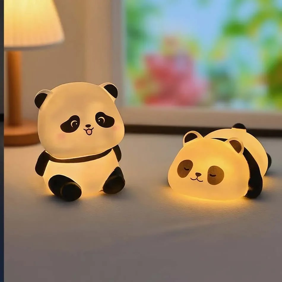 Luminária Panda LED TinySteps: Luz Noturna Fofa para Quarto de Bebê e Crianças