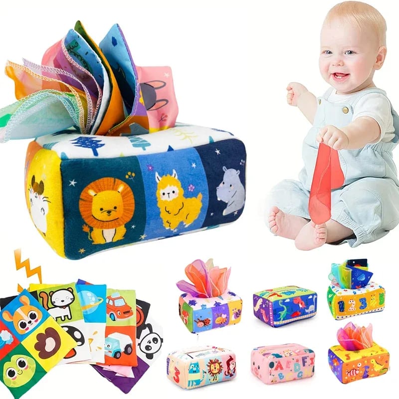 Brinquedo Sensorial Montessori Mágico TinySteps: Caixa de Lenços Educativa para Bebês e Crianças — imagem 1