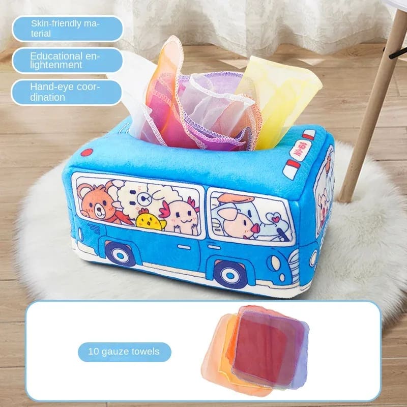 Brinquedo Sensorial Montessori Mágico TinySteps: Caixa de Lenços Educativa para Bebês e Crianças 9