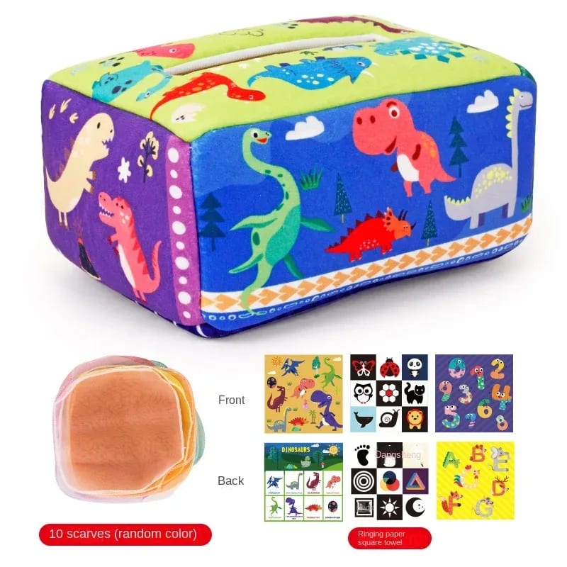Brinquedo Sensorial Montessori Mágico TinySteps: Caixa de Lenços Educativa para Bebês e Crianças 10