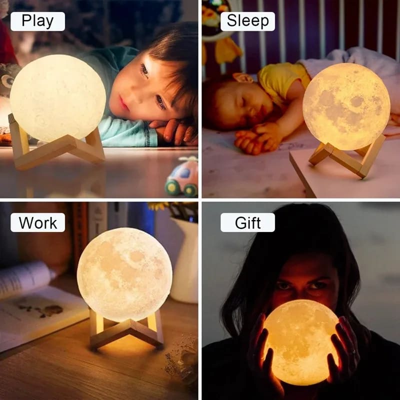 Luminária Lua Mágica TinySteps: Luz Noturna LED para Quarto de Bebê e Criança | Decoração Infantil Estrelada 3