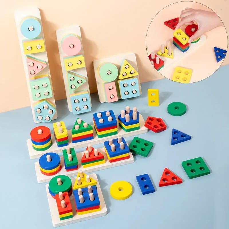 Blocos de Montar Montessori de Madeira para Desenvolvimento Infantil TinySteps: Aprendizado Lúdico e Seguro 3