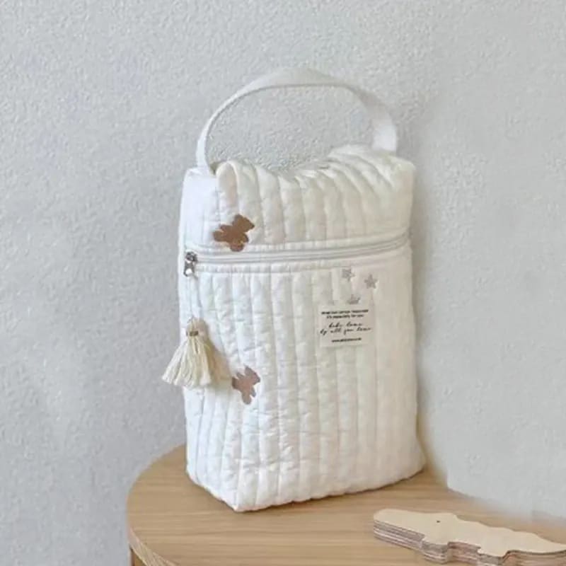Organizador de Fraldas Portátil TinySteps: Caddy Acolchoado para Bebês com Bordado Delicado 7