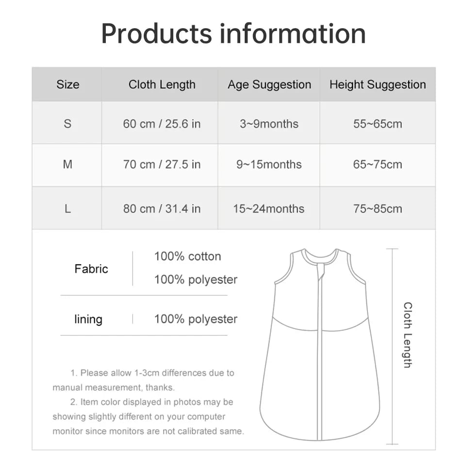 Saco de Dormir Bebê TinySteps Estrelas Mar e Conchas - Conforto para Noites de Outono e Primavera 6