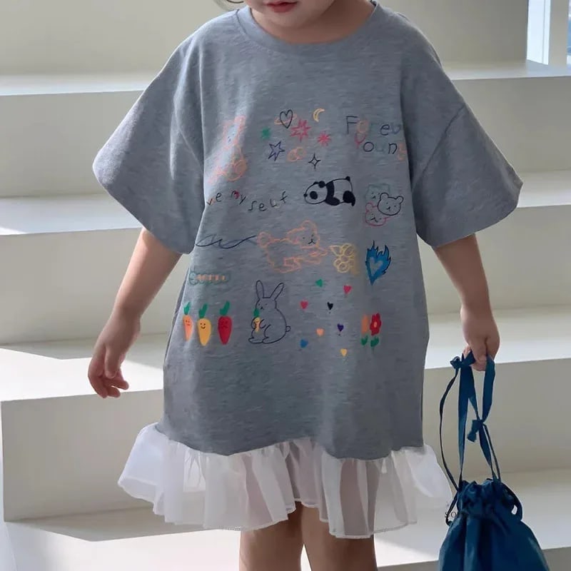 Vestido Infantil TinySteps Floral Verão Meninas Confortável Manga Curta - Estilo e Frescor para o Dia a Dia — imagem 1