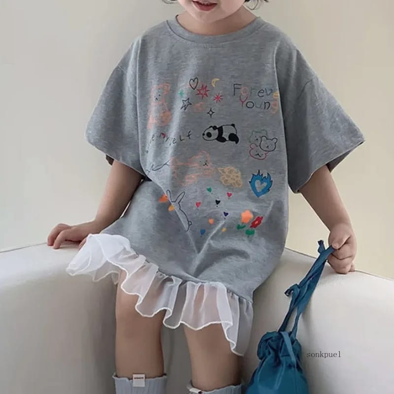 Vestido Infantil TinySteps Floral Verão Meninas Confortável Manga Curta - Estilo e Frescor para o Dia a Dia 2