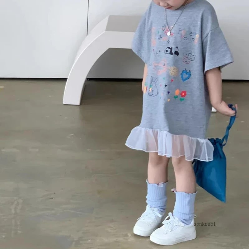 Vestido Infantil TinySteps Floral Verão Meninas Confortável Manga Curta - Estilo e Frescor para o Dia a Dia 5