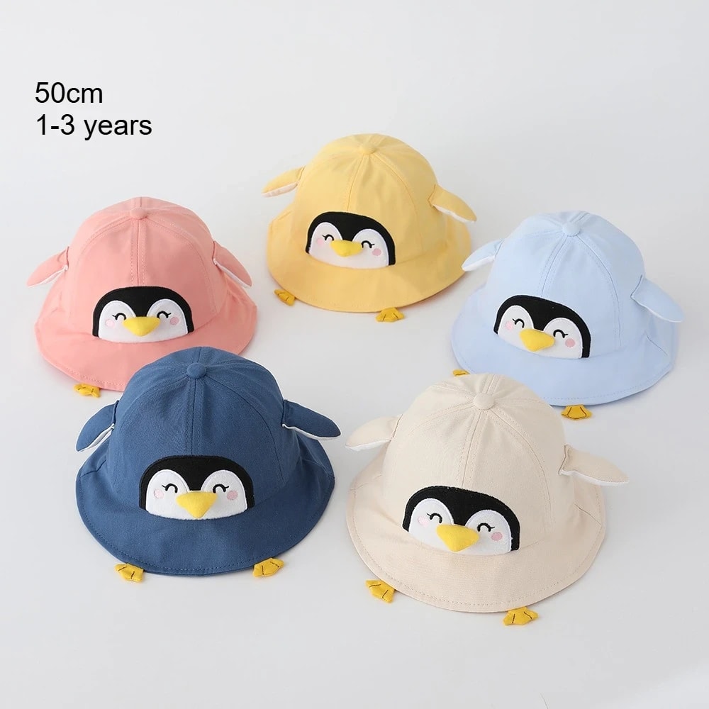 Chapéu Pinguim Fofo Bebê Menina TinySteps: Proteção Solar e Charme para Aventuras ao Ar Livre