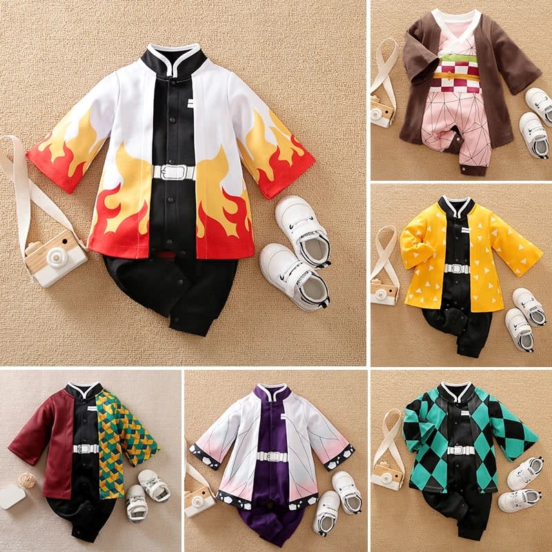 Bebê recém-nascido anime capa estilo crianças manga longa algodão bodysuit, bonito crianças meninos meninas macacão 3