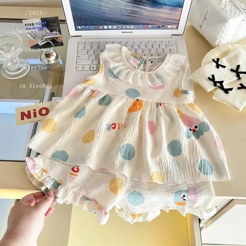 Vestido Princesa Floral TinySteps - Conjunto 2 Peças Bebê Menina para Verão com Saia Fofa 4