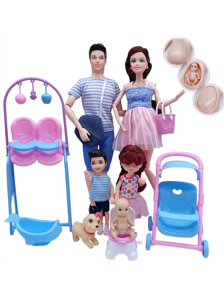 Conjunto de Bonecas Família Feliz TinySteps: Mamãe Grávida com Bebê e Acessórios - Brinquedo Educativo 7