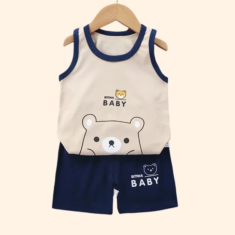 Conjunto Regata e Shorts TinySteps: Algodão Puro para Bebês Ativos no Verão – Conforto e Frescor de 1 a 3 Anos 2