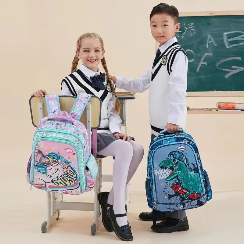 Kit Mochila Escolar Infantil 3 Peças TinySteps - Lancheira e Estojo com Estampas Divertidas 5