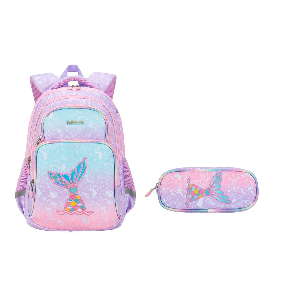 Kit Mochila Escolar Infantil 3 Peças TinySteps - Lancheira e Estojo com Estampas Divertidas 28